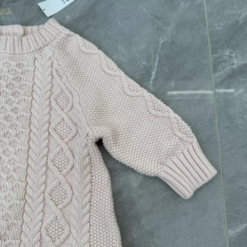 Baby Gap Cable Knit Long Sleeve Sweater Dress 100% Cotton Size 6-12 Months